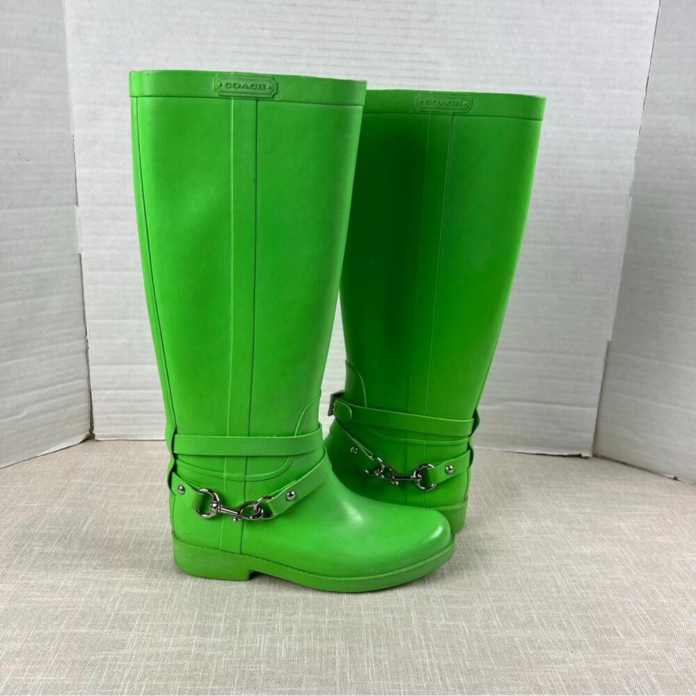 Coach Lori Model Tall Rubber Rain Boots Womens Sz 6‎